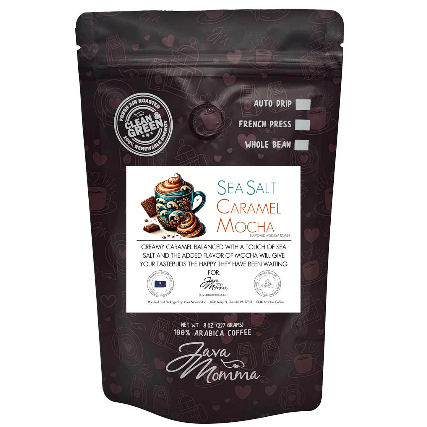 Sea Salt Caramel Mocha Flavored Coffee: Auto Drip / Regular / 1/2 pound