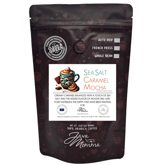 Sea Salt Caramel Mocha Flavored Coffee: Auto Drip / Decaffeinated / 1/2 pound