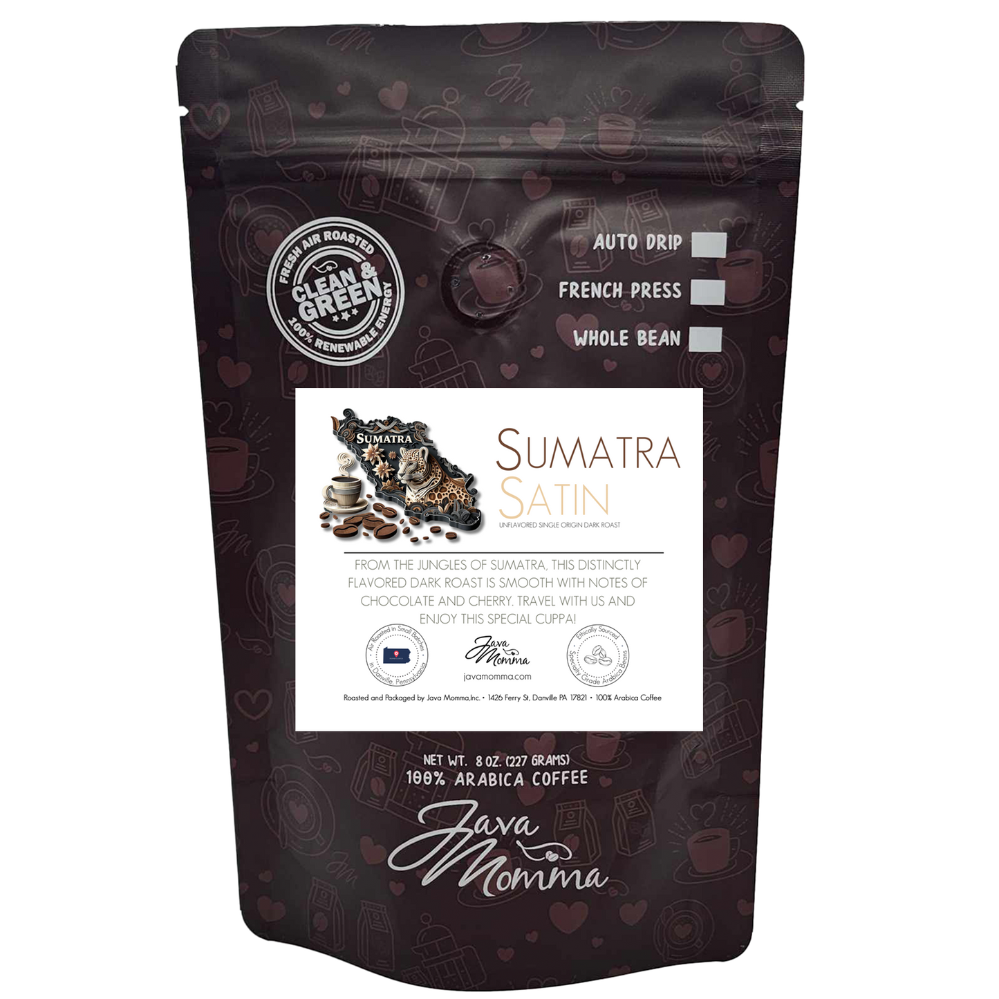 Sumatra Satin Dark Roast: Auto Drip / 1/2 pound