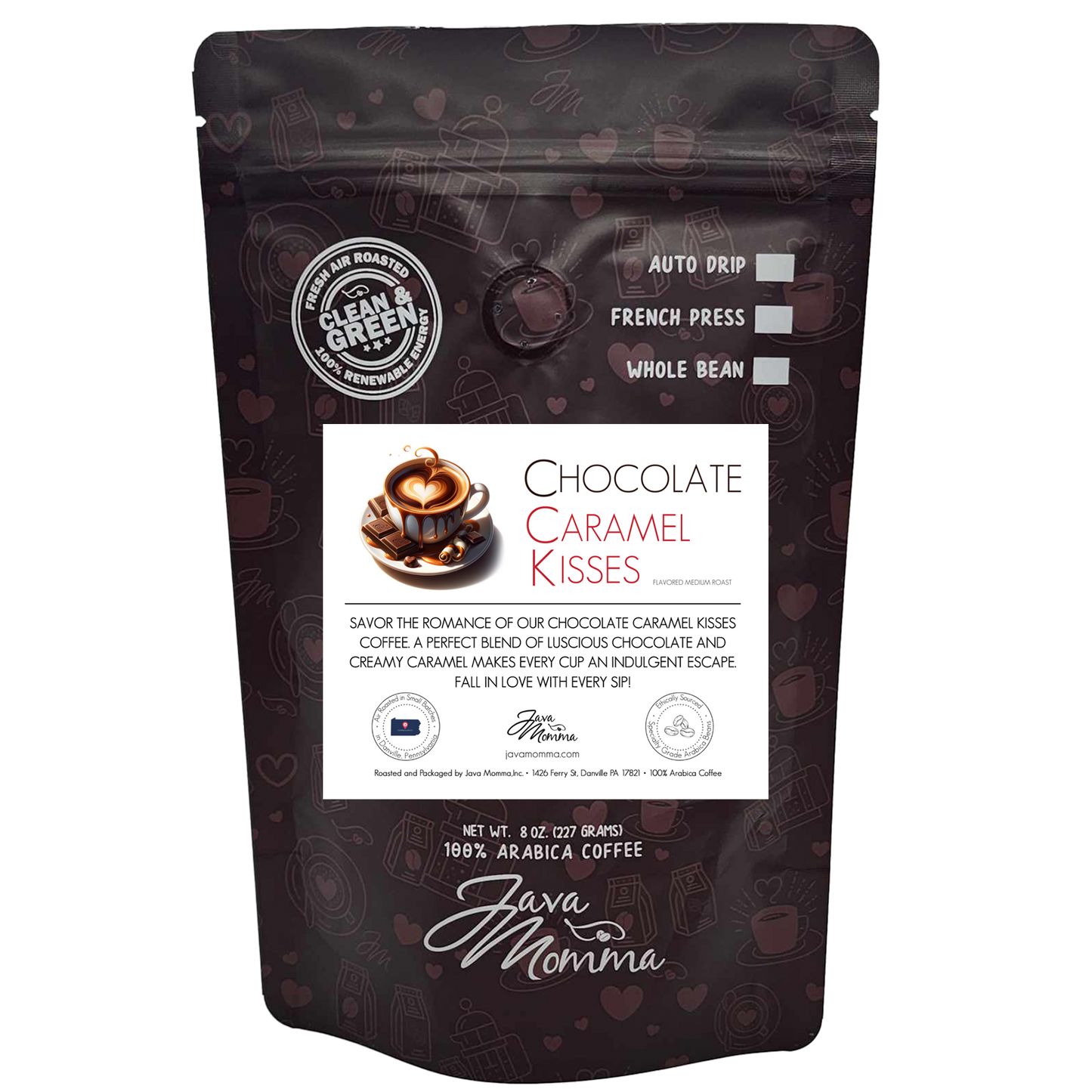 Chocolate Caramel Kisses Flavored Coffee: Auto Drip / Regular / 1/2 pound