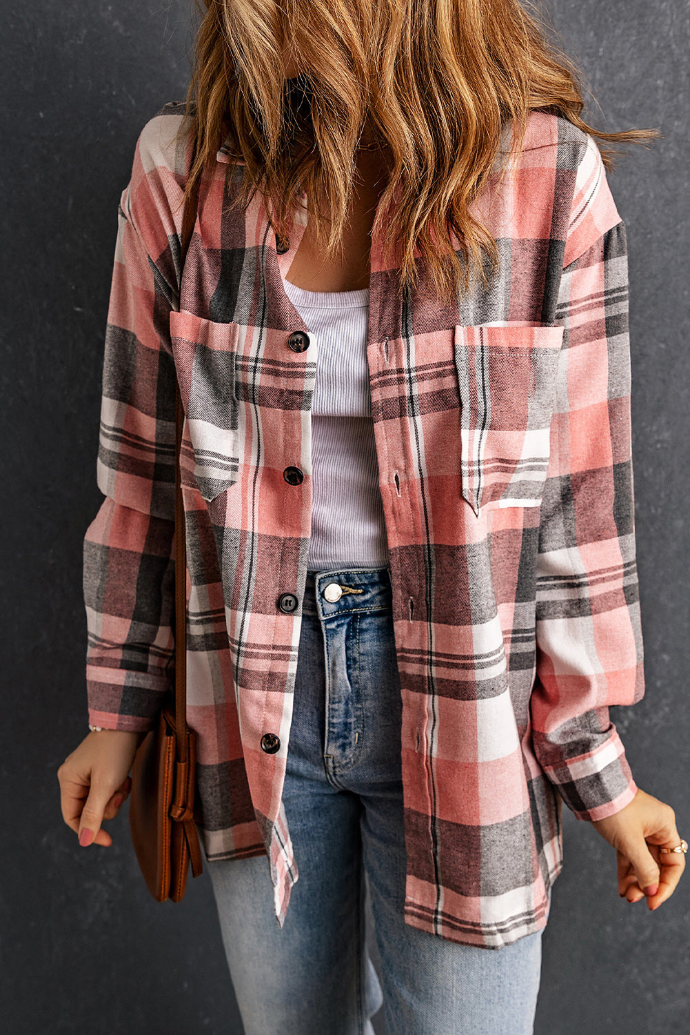 Plaid Dropped Shoulder Longline Shirt