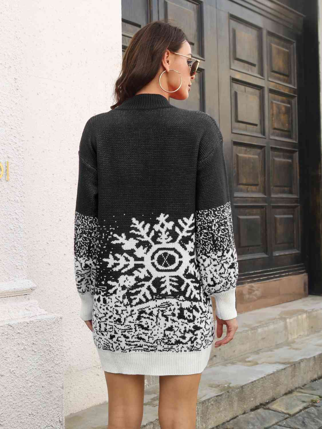 Snowflake Pattern Sweater Dress