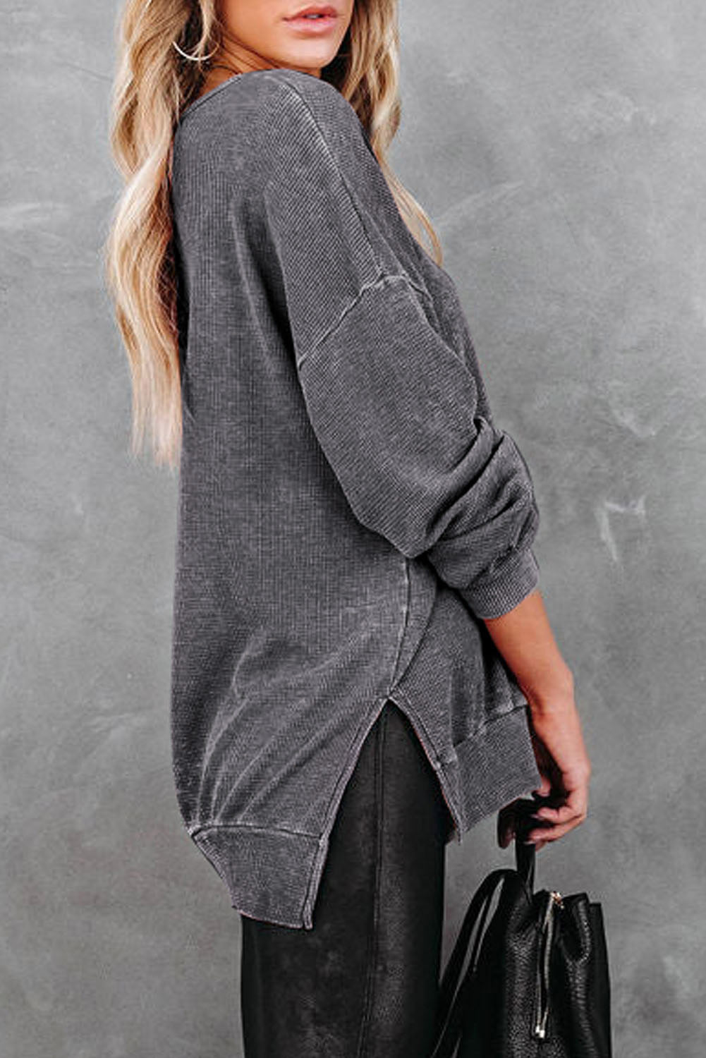 Dropped Shoulder Slit Sweatshirt