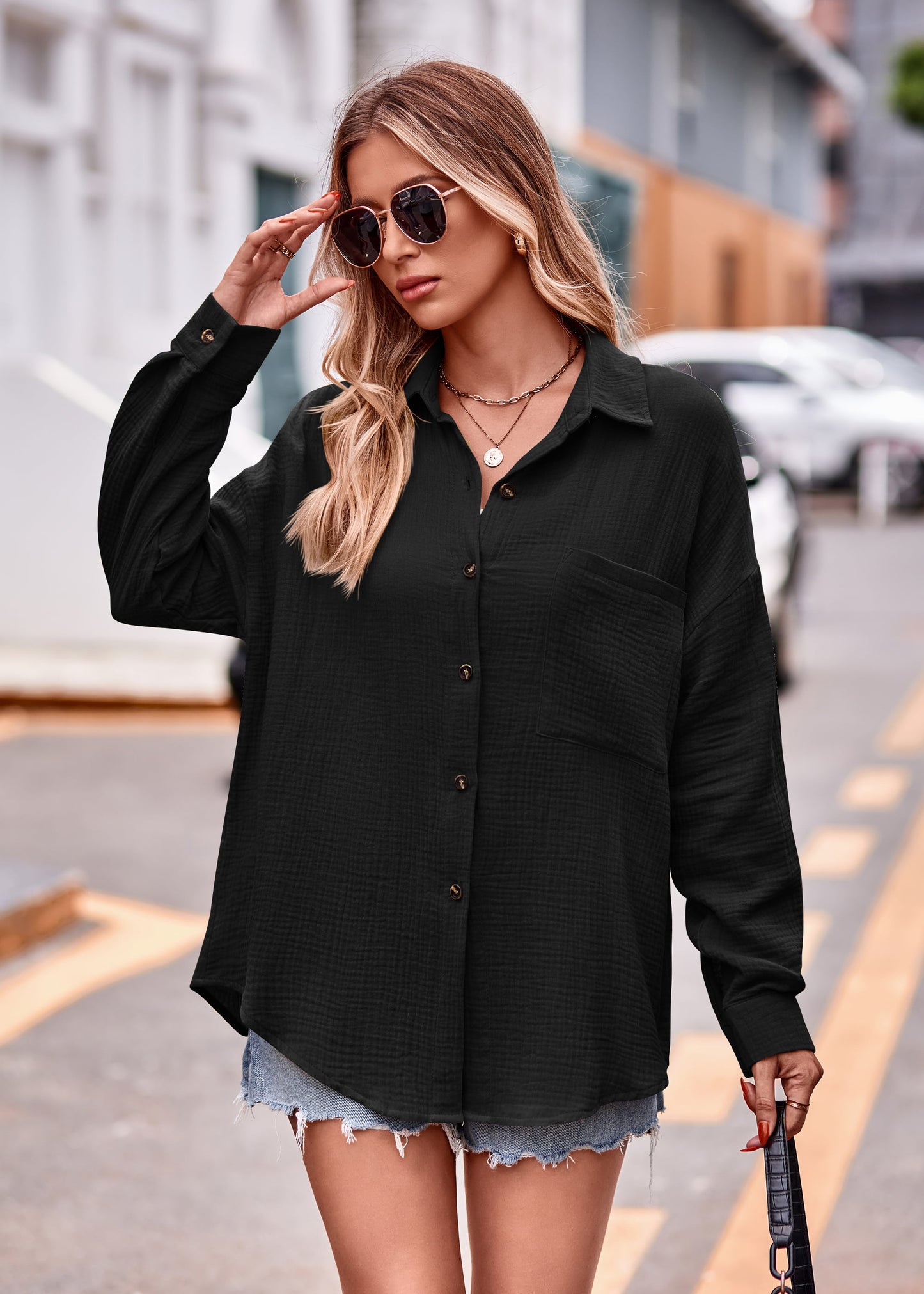 Textured Dropped Shoulder Longline Shirt