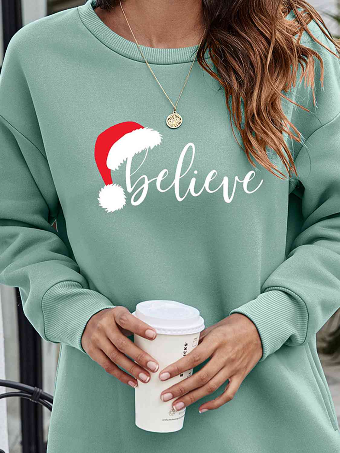 BELIEVE Graphic Tunic Sweatshirt